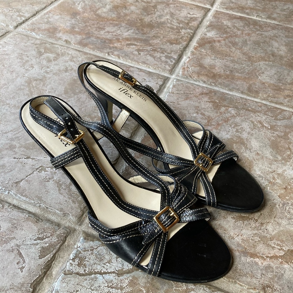 Anne Klein iFlex Strappy Black Heels Size 9.5M